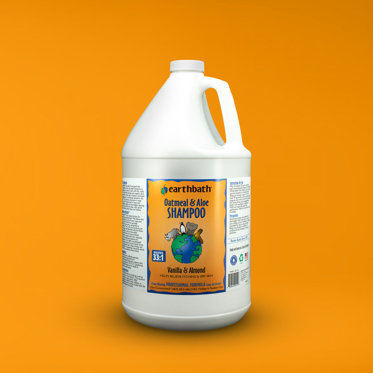 earthbath® Oatmeal & Aloe Shampoo, Vanilla & Almond, Helps Relieve Itchy Dry Skin, Made in USA, 128 oz