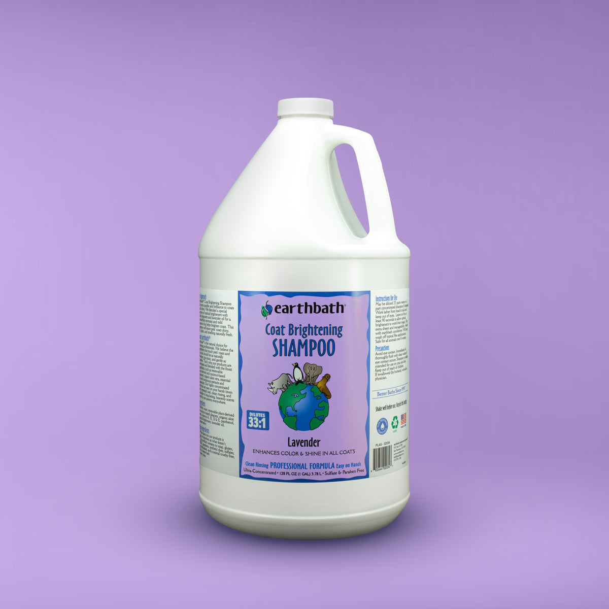 earthbath® Coat Brightening Shampoo, Lavender, Enhances Color & Shine in All Coats, Made in USA, 128 oz