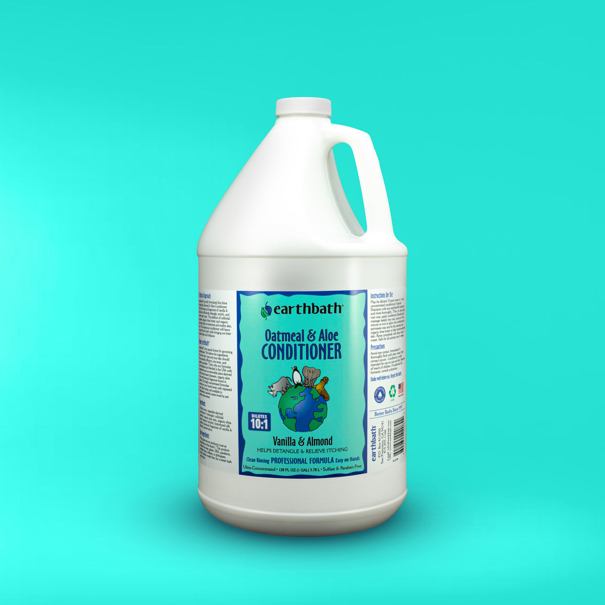 earthbath® Oatmeal & Aloe Conditioner, Vanilla & Almond, Helps Relieve Itchy Dry Skin, Made in USA, 128 oz