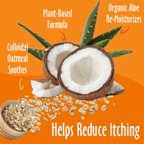For Helps Reduce Itching, elements like organic aloe, plant-based, colloidal oatmeal soothes, along with their benefits