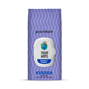 Package of earthbath Tushy Wipes with rosemary and chamomile for pets.