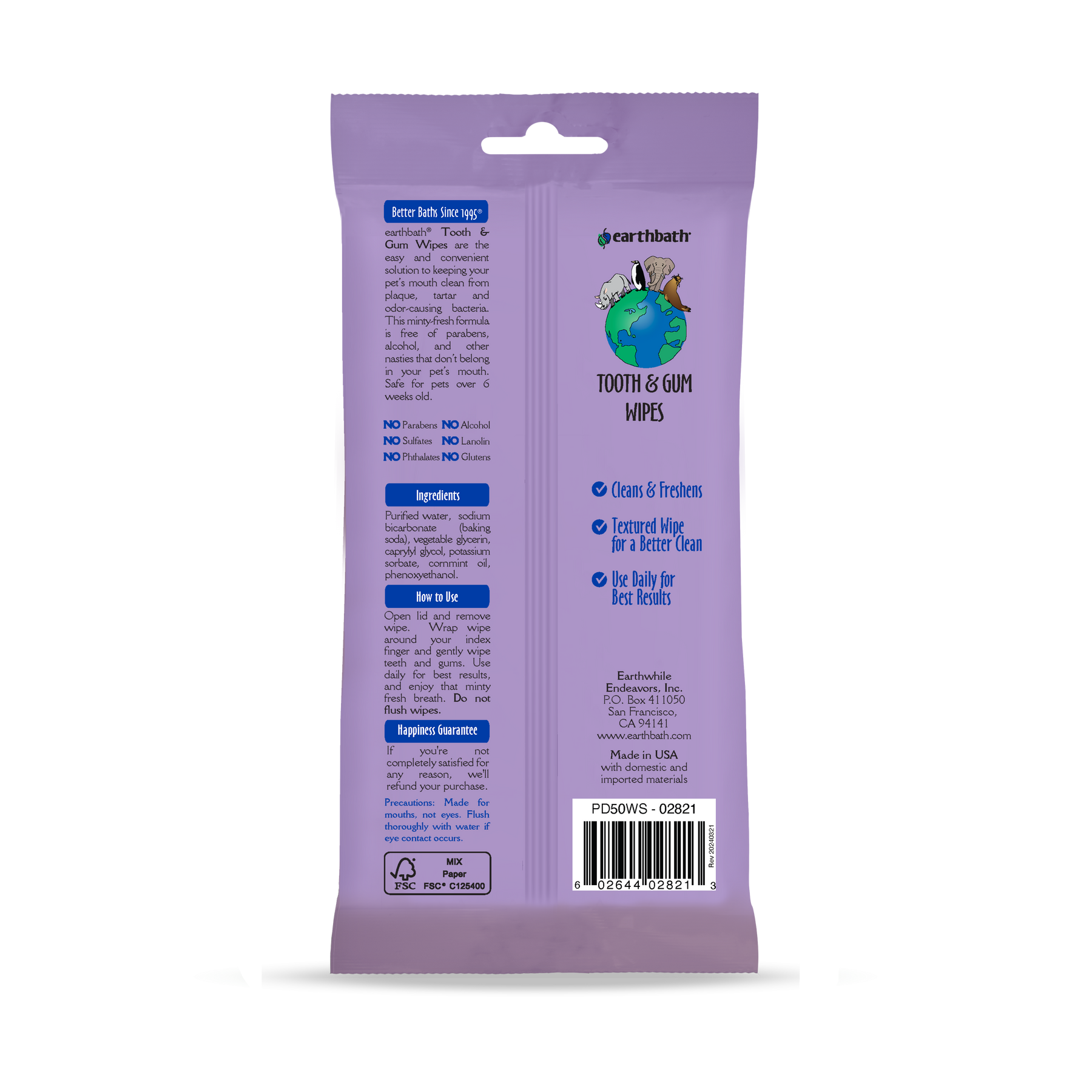 Back of Tooth & Gum Wipes product