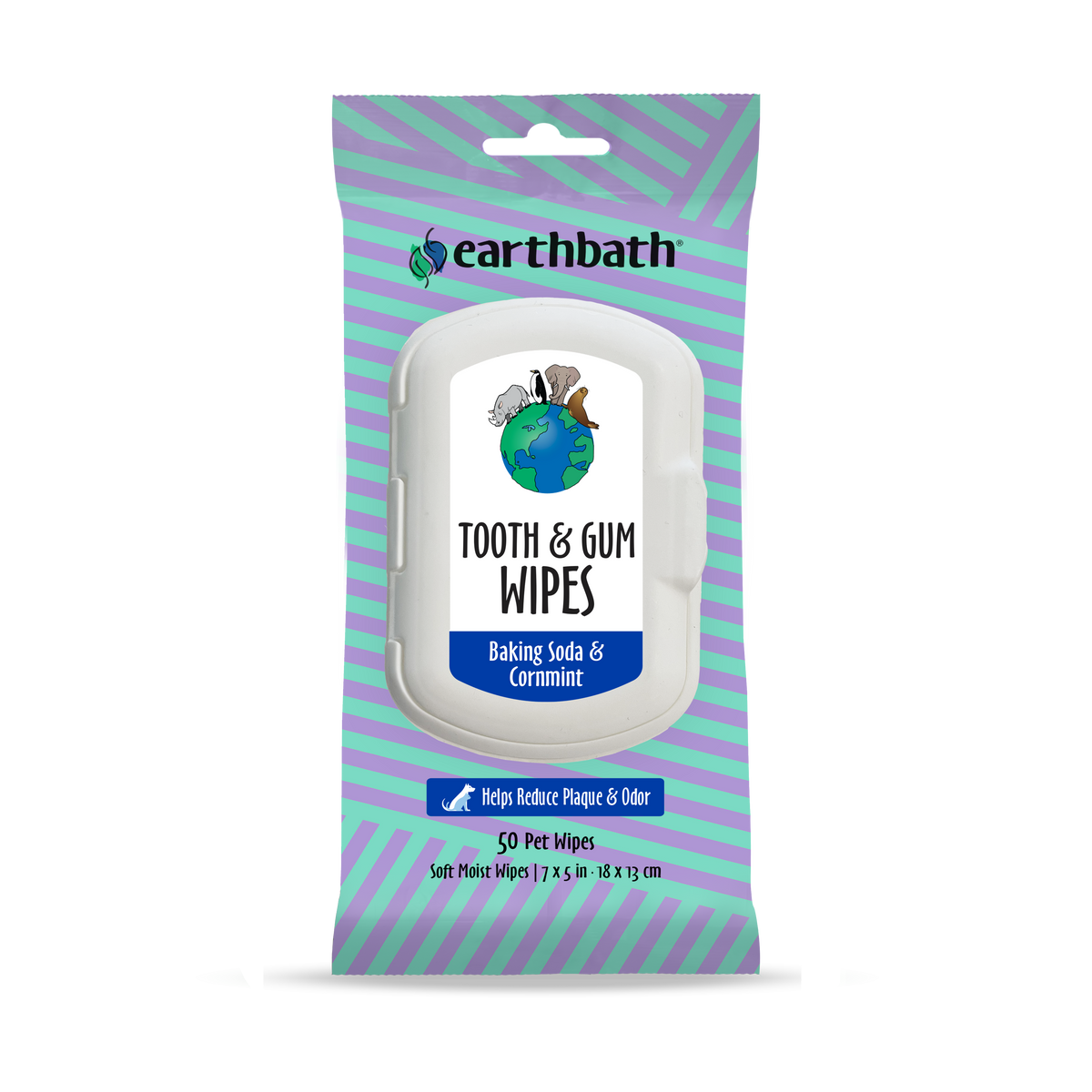 Package of earthbath Tooth & Gum Wipes with 50 pet wipes
