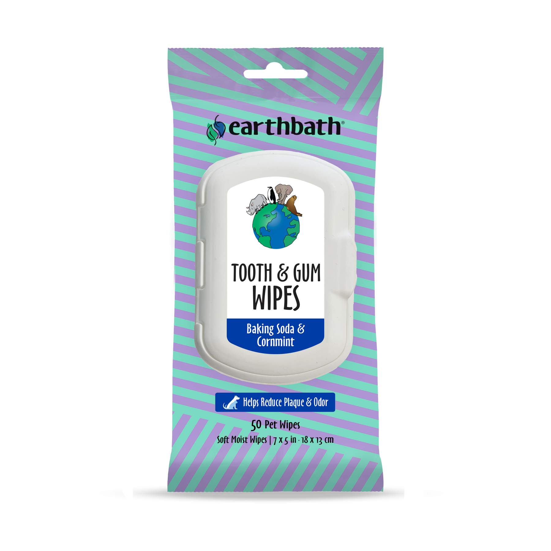 Package of earthbath Tooth & Gum Wipes with 50 pet wipes