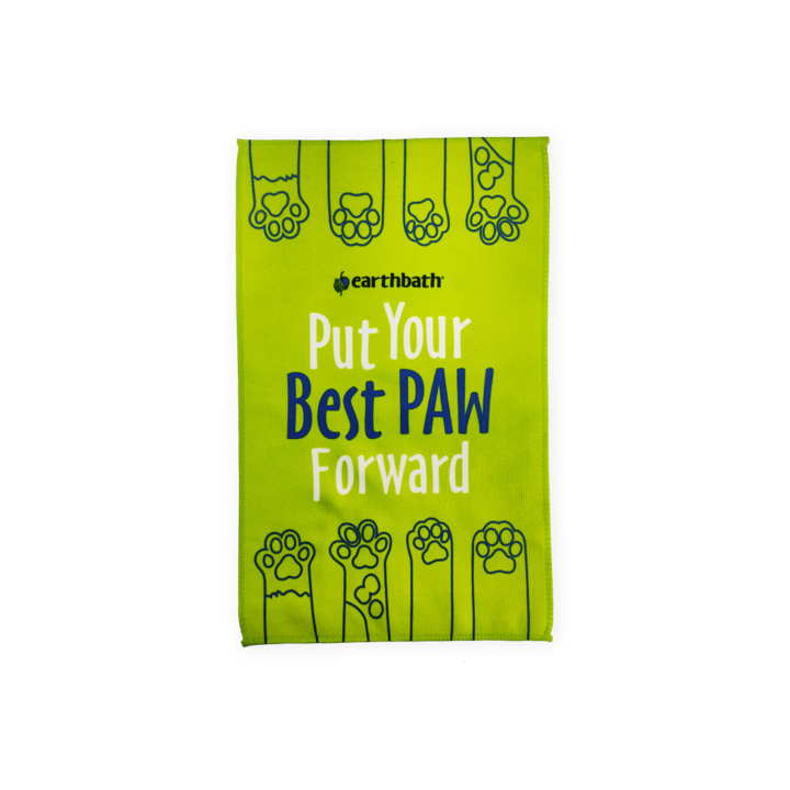 Microfiber Paw Towel with Put Your Best Paw Forward text 